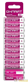 Элемент питания алкалиновый 90 636 OBT-ALK-LR6-BP12 (блист.12шт) ОНЛАЙТ 90636