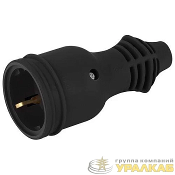 Розетка RX11-B-IP44 16А IP44 прямая с заземл. каучук черн. ЭРА 