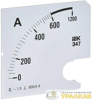 Шкала сменная для амперметра Э47 600/5А-1.5 96х96мм IEK IPA20D-SC-0600