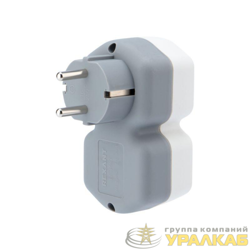 Разветвитель 2-м с заземл. 16А IP20 защ. шторки бел. Rexant 11-1087 детальная картинка
