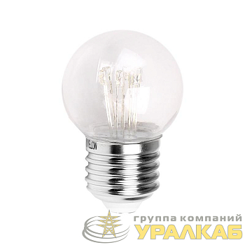 Лампа светодиодная 1Вт шар d45 6LED прозрачная тепл. бел. E27 эффект лампы накаливания Neon-Night 405-126
