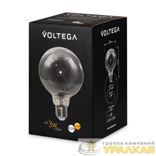 Лампа светодиодная Loft Led G95 3Вт 3000К E27 Voltega 8521 детальная картинка