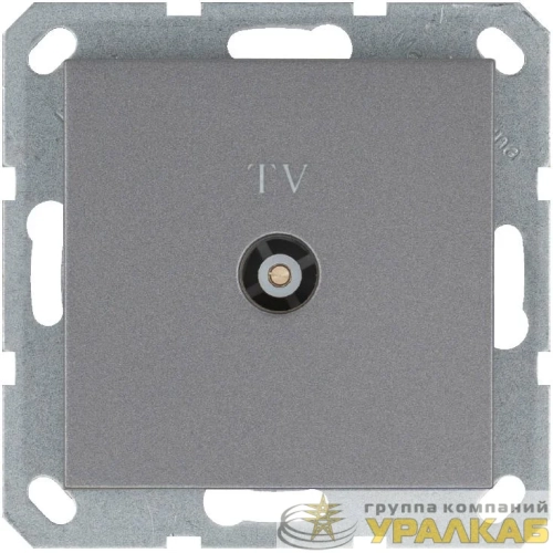 Розетка телевизионная проходная TV Ф9.5мм механизм алюм. Jasmart G6002S детальная картинка