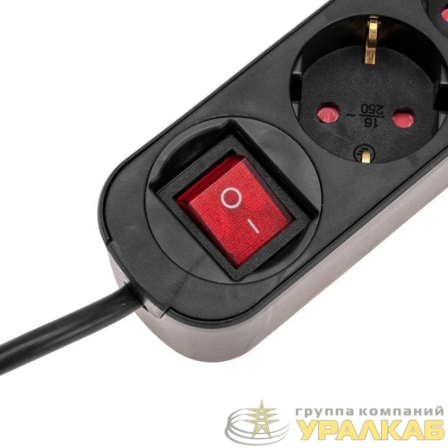 Удлинитель 3х5м с заземл. STANDARD 2хUSB 3х1кв.мм с выкл. черн. Rexant 13-4023 детальная картинка