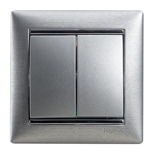 Механизм выключателя 2-кл. СП Valena 10А IP31 250В алюм. Leg 770105 детальная картинка