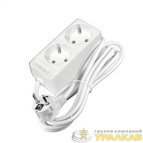Удлинитель 2х3м с заземл. 16А IP20 3.5кВт ПВС 3х1 бел. DOMTOK 2386 детальная картинка