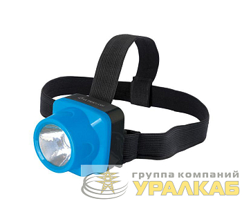 Фонарь аккумуляторный налобный LED5375 LED 0.4Вт 2 режима 220В пластик. голуб. (бокс) Ultraflash 14252