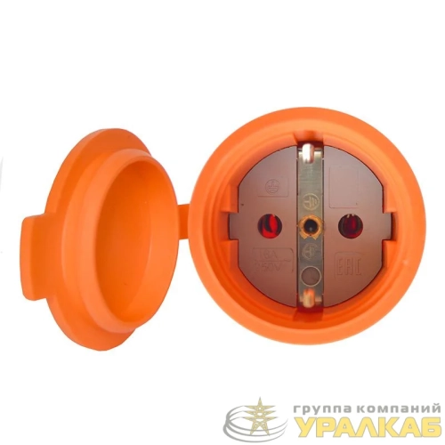 Разъем штепсельный 16А IP44 250В (еврослот) с заземл. каучук оранж. Universal 