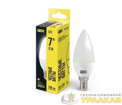 Лампа светодиодная C35 7Вт свеча 3000К E14 230В IEK 