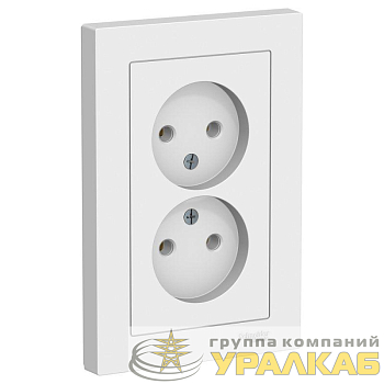 Розетка 2-м СП AtlasDesign 16А IP20 без заземл. в сборе бел. SE ATN000120