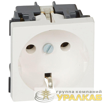 Розетка 1-м СП 2мод. Mosaic 16А IP20 2P с заземл. без защ. шторок немецк. стандарт винт. клеммы механизм бел. Leg 