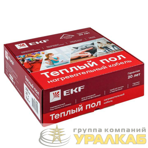 Комплект "Теплый пол" (кабель) 375Вт 27м 2.5кв.м EKF nk-375 детальная картинка