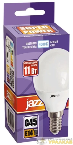 Лампа светодиодная PLED-SP 11Вт G45 4000К нейтр. бел. E14 230В/50Гц JazzWay 