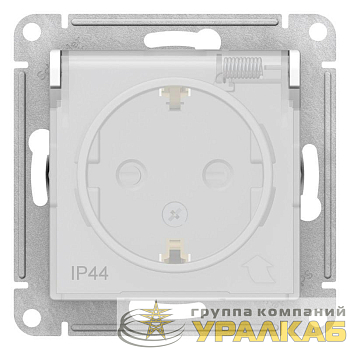 Розетка 1-м СП AtlasDesign Aqua 16А IP44 с заземл. защ. шторки с крышкой механизм бел. SE ATN440146