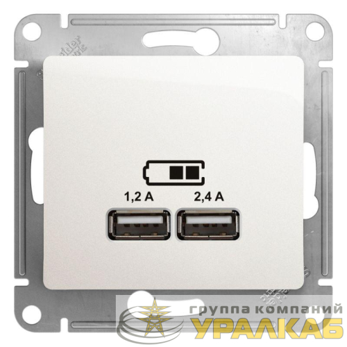 Розетка USB Glossa тип A+C 5В/2.4А 2х5В/1.2А механизм перламутр. SE GSL000639