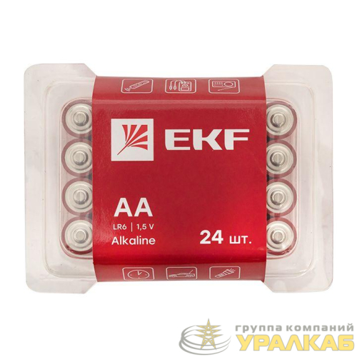 Элемент питания алкалиновый AA/LR6 пластик. бокс (уп.24шт) EKF LR6-BOX24