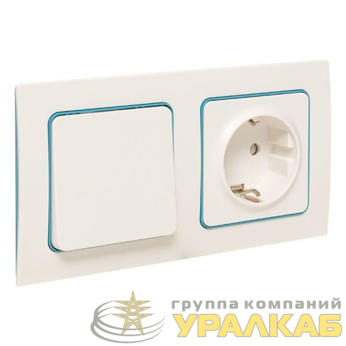 Рамка 2-м Стокгольм бел. с линией цвета син. PROxima EKF EXM-G-305-30 детальная картинка