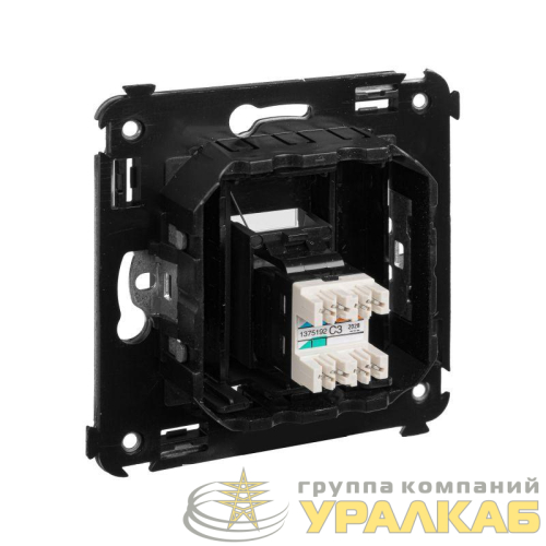 Розетка телефонная 1-м RJ-12 СП Avanti "Черный матовый" DKC 4412313 детальная картинка