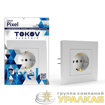 Розетка 1-м СП Pixel 16А IP20 с заземл. защ. шторки в сборе бел. TOKOV ELECTRIC TKE-PX-R1FZSF-C01