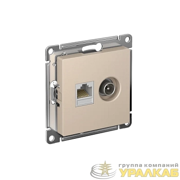 Розетка компьютерная + телевизионная 2-м AtlasDesign RJ45 кат.5E песочн. SE 