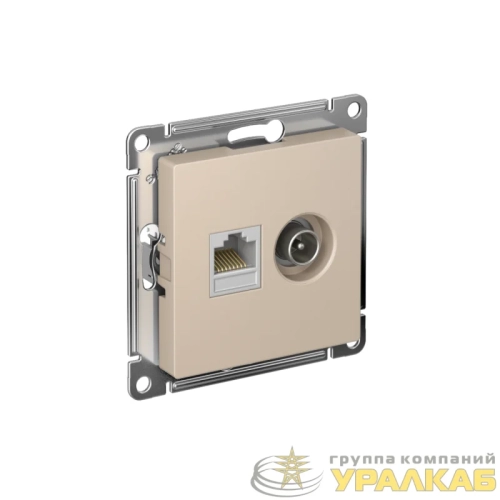 Розетка компьютерная + телевизионная 2-м AtlasDesign RJ45 кат.5E песочн. SE 