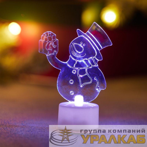 Фигура светодиодная "Снеговик с подарком 2D" 1LED RGB 0.1Вт IP20 на подставке элементы питания 3хAG13(LR44) (в компл.) Neon-Night 501-054
