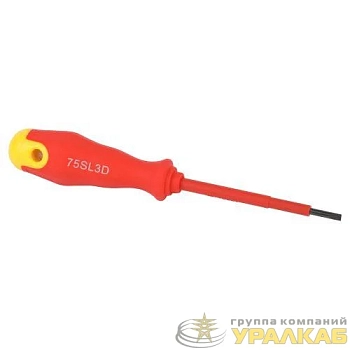 Отвертка SL3х75мм шлицевая диэлектрическая до 1000В двухкомпонентн. рукоятка ЭРА 