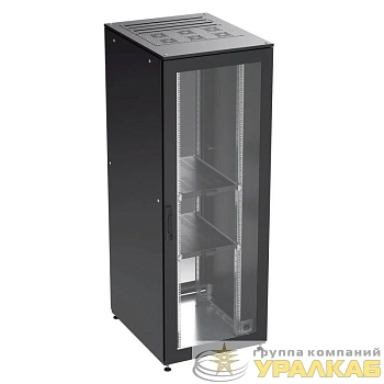 Шкаф напольный собранный 19дюйм IT-CQE 42U 600х1000 двери стекло/сплошн. RAL9005 DKC 