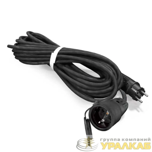 Удлинитель-шнур 1х10м с заземл. 16А IP44 УШ-16 КГ 3х1.5 с защ. крышкой каучук UNIVersal 964U-7001 детальная картинка