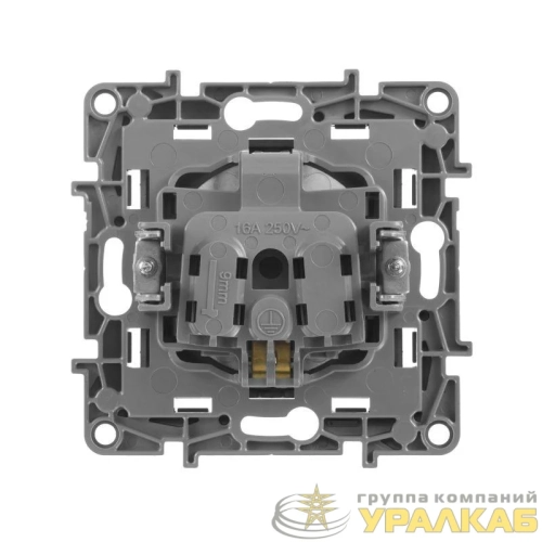 Розетка 1-м СП Etika 16А IP31 250В 2P+E с заземл. защ. шторки немецк. стандарт винтов. клеммы механизм антрацит IEK 