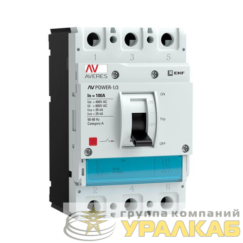 Выключатель автоматический 3п 100А 35кА AV POWER-1/3 TR AVERES EKF mccb-13-100-TR-av детальная картинка