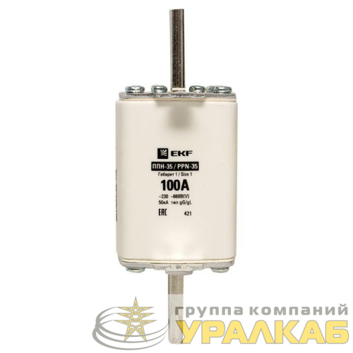Вставка плавкая ППН-35 250/100А габарит NT1 PROxima EKF fus-35/250/100 детальная картинка