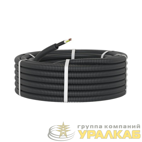 Труба гофрированная ПНД гибкая d16мм с кабелем ВВГнг(А)-LS 1.5х3 РЭК ГОСТ+ черн. (уп.50м) DKC 7L71650 детальная картинка