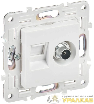 Розетка двойная TV+RJ45 кат.6E SKANDY SK-A15W арктич. бел. IEK SK-AK20-2-K01