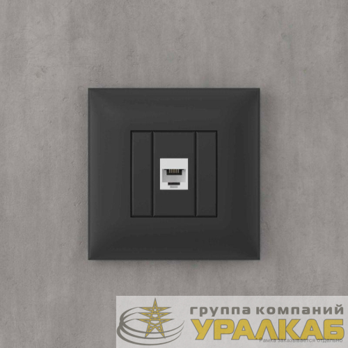 Розетка телефонная 1-м СП Avanti "Черный матовый" RJ12 без шторок механизм DKC 