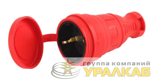 Разъем каучуковый R8-RED-IP44 с/з прямой 16А IP44 красн. Эра Б0044548