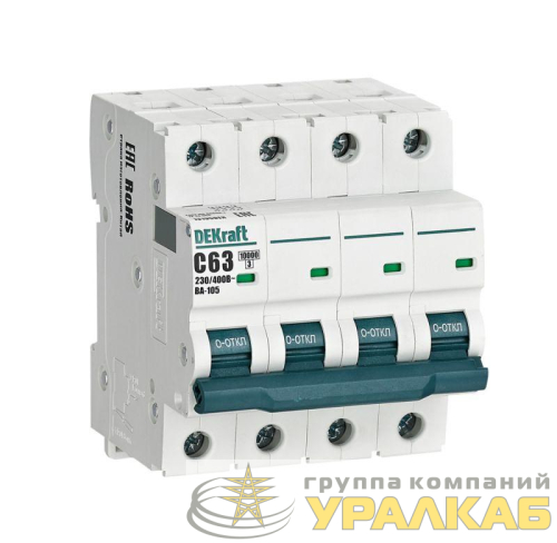 Выключатель автоматический модульный 4п C 63А 10кА ВА-105 DEKraft 13195DEK детальная картинка