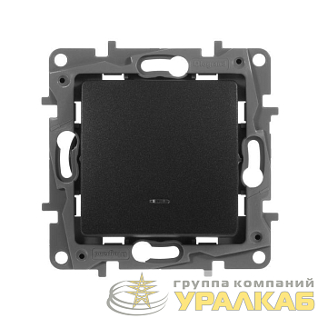 Выключатель 1-кл. СП Etika 10А IP20 250В 10AX с подсветкой/индикацией авт. зажимы механизм антрацит Leg 672603