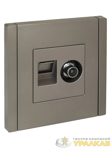 Розетка 2-м TV+RJ45 кат.5E FORTE&PIANO FP536 сталь IEK FP-AK20-1-K46 детальная картинка