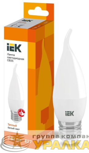 Лампа светодиодная ECO CB35 7Вт свеча на ветру 3000К E27 230В IEK LLE-CB35-7-230-30-E27 детальная картинка