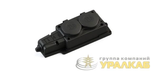 Колодка удлинителя 2-м MultiSet 16А 250В IP44 с заземл. каучук черн. SE MST4102BK детальная картинка