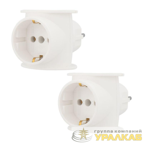 Разветвитель 3-м (1-м - с заземл.) 16А IP20 универс. бел. (уп.2шт) Rexant 11-1080-2 детальная картинка