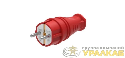 Вилка прямая 16А 2P+E 250В IP44 MultiSet каучук красн. SE 