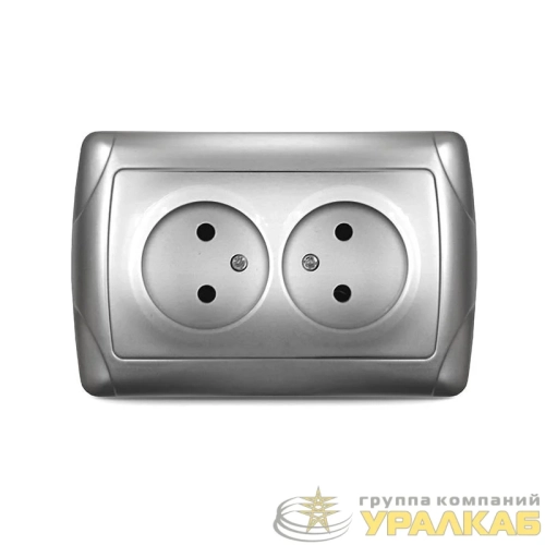 Розетка 2-м СП Маргарита 16А IP20 без заземл. серебр. UNIVersal 