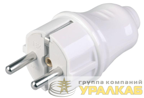 Вилка прямая ВПп10-01-Ст разборная с заземл. контактом 16А бел. IEK EVP10-16-01-K01 детальная картинка