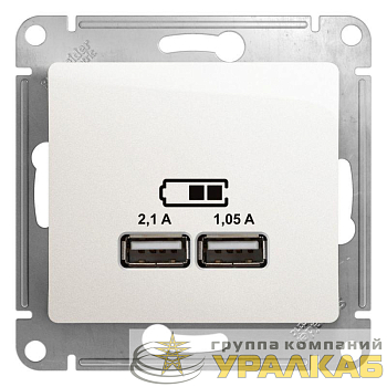 Розетка USB 2-м СП Glossa тип A+A 5В/2100мА 2х5В/1050мА механизм перламутр. SE GSL000633