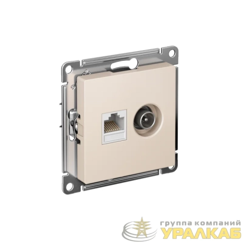 Розетка компьютерная + телевизионная 2-м AtlasDesign RJ45 кат.5E + TV механизм беж. SE 