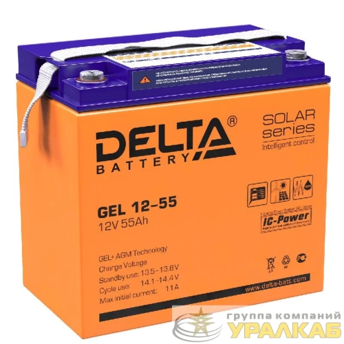 Аккумулятор GEL 12В 55А.ч GEL 12-55 Delta 
