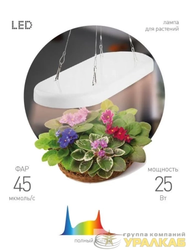 Светильник светодиодный FITO-25W-QLED-FLY 25Вт подвесной для растений полноспектральный Эра 