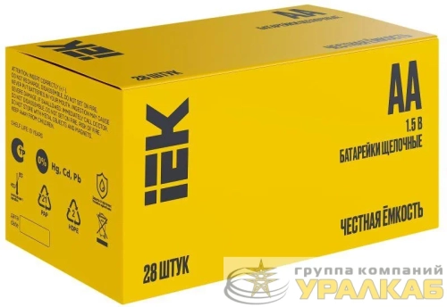 Элемент питания алкалиновый AA/LR6 Alkaline бокс (уп.28шт) IEK ABT-LR06-OP-B28 детальная картинка